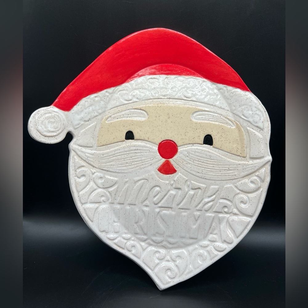 Pottery Plate Santa Merry Christmas Crazy A’s Pottery Handmade